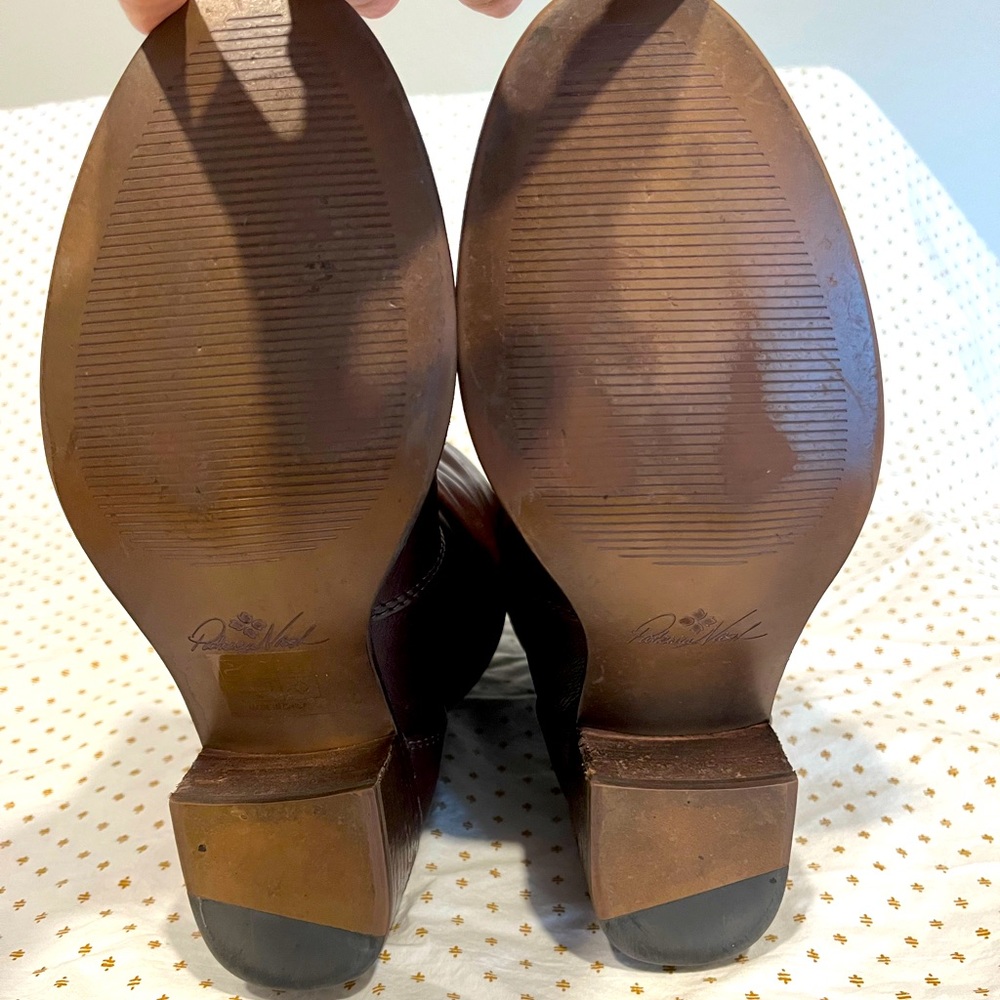 Patricia Nash leather boots brownish burgundy, used, but in very good condition.